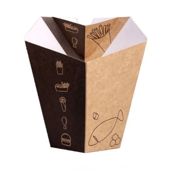 Rożek kartonowy stojący Foodlove 600 ml z miejscem na sos