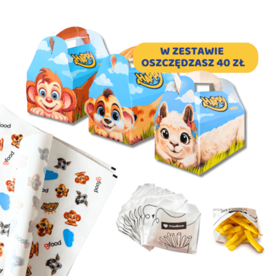 Zestaw Happy Menu "WSZYSTKO W JEDNYM" Kartoniki 360 szt + Papier 1000 szt + Saszetki 400 szt