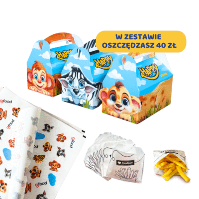 Zestaw Happy Menu "WSZYSTKO W JEDNYM" Kartoniki 360 szt + Papier 1000 szt + Saszetki 400 szt