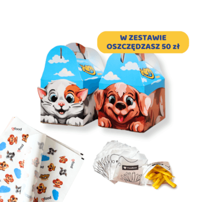 Zestaw Happy Menu "WSZYSTKO W JEDNYM" Kartoniki 320 szt. + Papier 1000 szt. + Saszetki 400 szt.